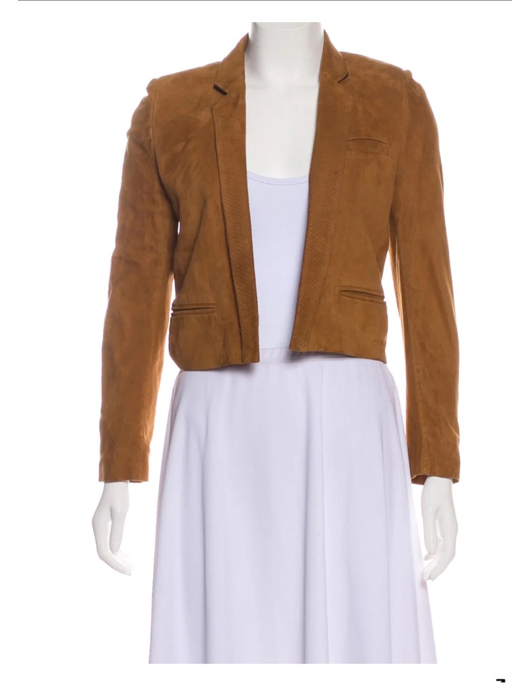 The Kooples Cropped Suede Blazer in Tan Brown